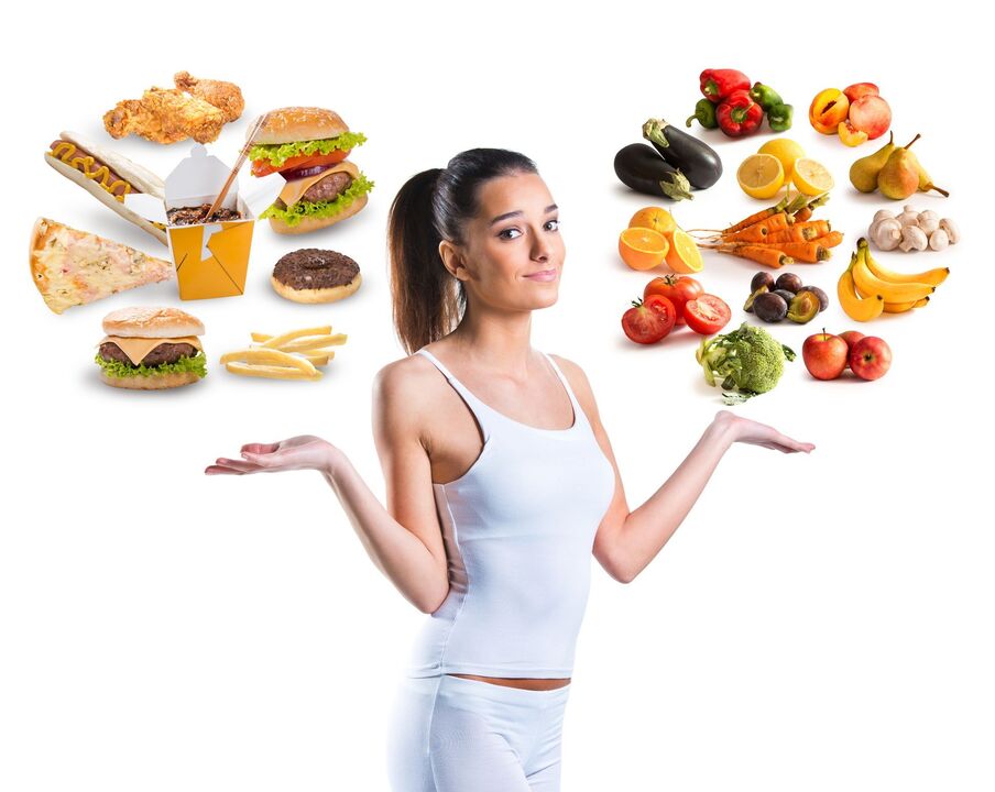 επιλογή μεταξύ υγιεινών και ανθυγιεινών τροφίμων
