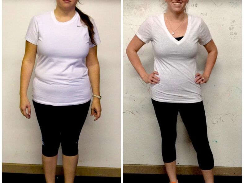 Κορίτσι πριν και μετά την απώλεια βάρους στη δίαιτα Dukan